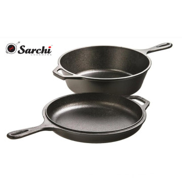 Double use cast iron saucepan with vegetable oil